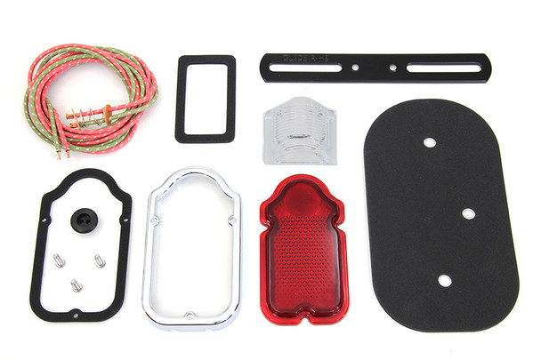 V-Twin - 33-1399 - Tombstone Tail Lamp Parts Rebuild Kit - Fits 1947-1948 Harley-Davidson FL, 1947-1949 W