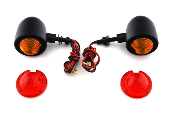 V-Twin - 33-1413 - Black Egg Style Marker Lamp Set