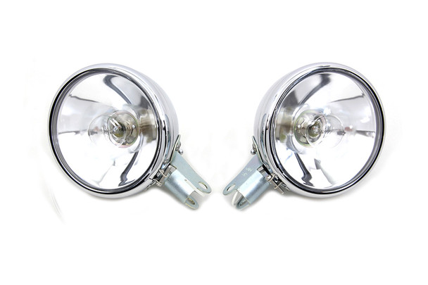 V-Twin - 33-1520 - Replica Chrome Guide Spotlamp Set 6 Volt