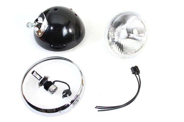 V-Twin - 33-1769 - 7 inch 12 Volt LED Headlamp Black - Fits 1949-1959 Harley-Davidson FL (application)
