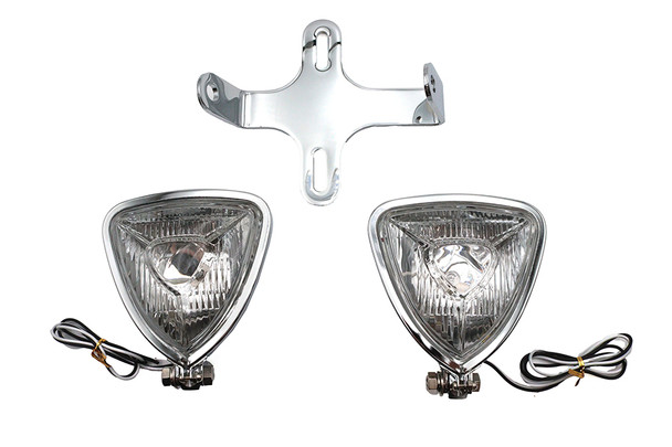 V-Twin - 33-1796 - Dual Triangle Headlamp Kit Chrome