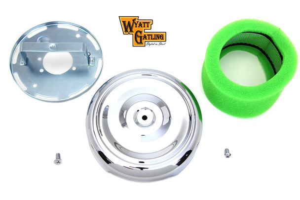 V-Twin - 34-0415 - Wyatt Gatling 8 inch Round Air Cleaner Chrome