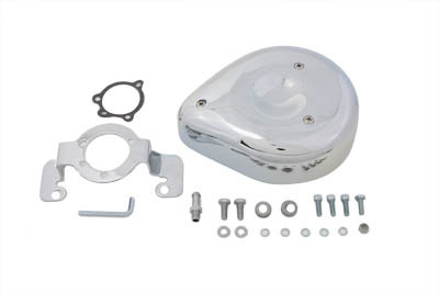 V-Twin - 34-0689 - Teardrop Air Cleaner Kit Smooth Chrome