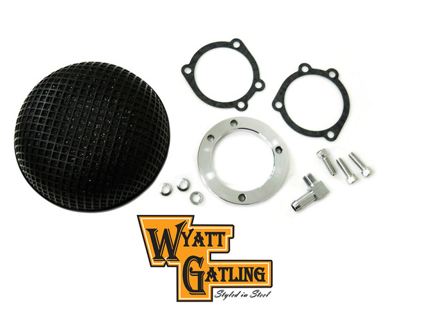 V-Twin - 34-0742 - Wyatt Gatling Round Mesh Air Cleaner Black