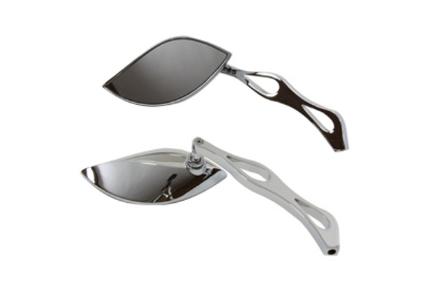 V-Twin - 34-0777 - Baroque Mirror Set with Billet Teardrop Stems