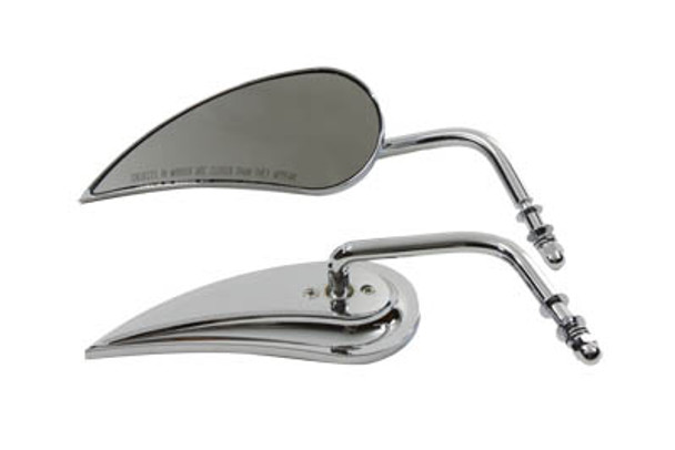 V-Twin - 34-0785 - Wyatt Gatling Teardrop Mirror Set with Round Curved Stems