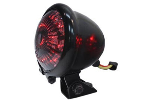 V-Twin - Round LED Black Tail Light - Smoked Lens