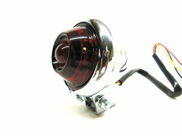 V-Twin Round LED Tail Light - Chrome w/ Red Lens