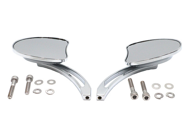 V-Twin - 34-1599 - Mini Tapered Mirror Set with Long Slotted Stem