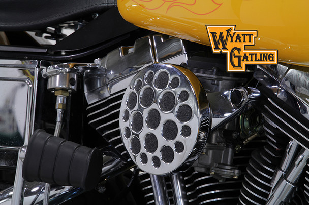 V-Twin - 34-1611 - Chrome Wyatt Gatling Air Cleaner Assembly - Fits 1993-2007 Harley-Davidson FXD
