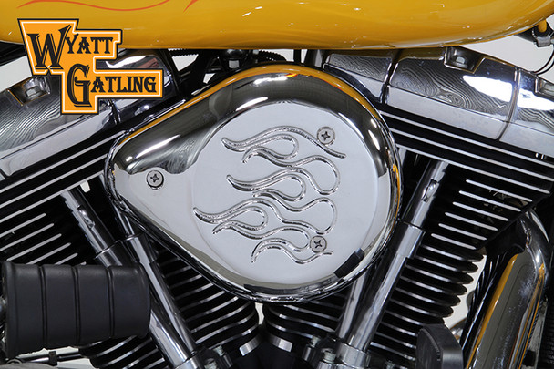 V-Twin - 34-1622 - Chrome Wyatt Gatling Air Cleaner Assembly - Fits 1993-2007 Harley-Davidson FXST, FXD