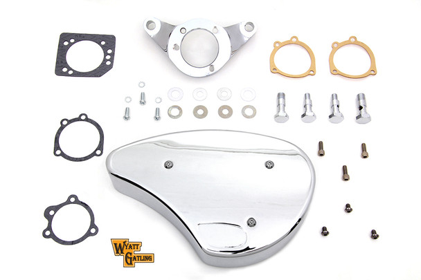 V-Twin - 34-1635 - Chrome Wyatt Gatling Air Cleaner Assembly - Fits 1993-2007 Harley-Davidson FXST, FXD
