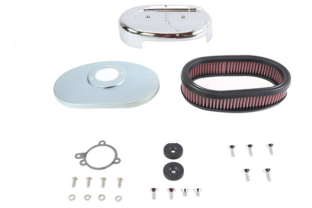 V-Twin - 34-1675 - Shorty Oval Air Cleaner Kit Chrome