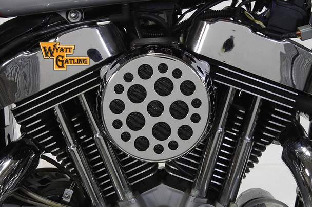 V-Twin - 34-1698 - Chrome Wyatt Gatling Air Cleaner Assembly