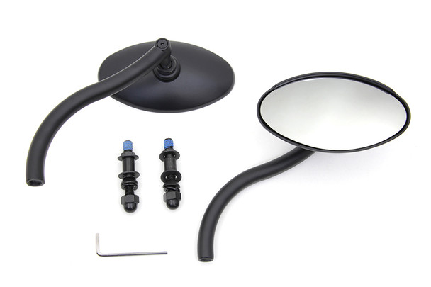 V-Twin - 34-1965 - Wyatt Gatling Black Oval Mirror Set with Contour Round Stems