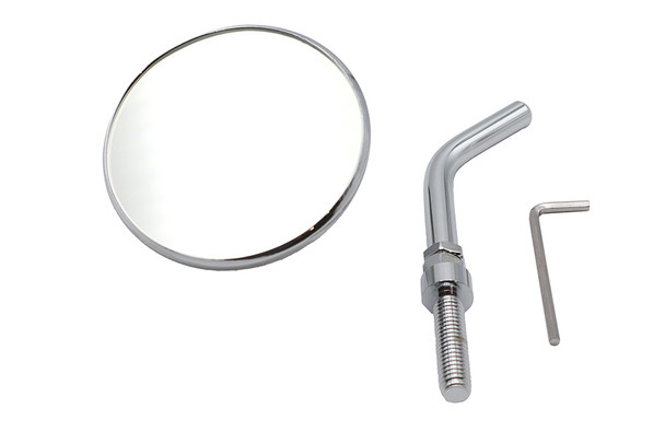V-Twin - 34-2028 - 3 inch Round Mini Mirror Top Triple Tree Mount Chrome