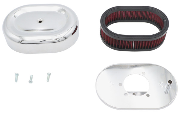 V-Twin - 34-2771 - Mini Oval Air Cleaner Kit Chrome For CV Carburetors
