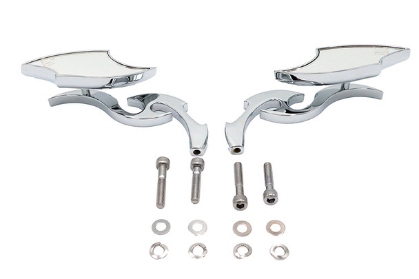 V-Twin - 34-8001 - Lucifer Mirror Set Billet with Scroll Stem