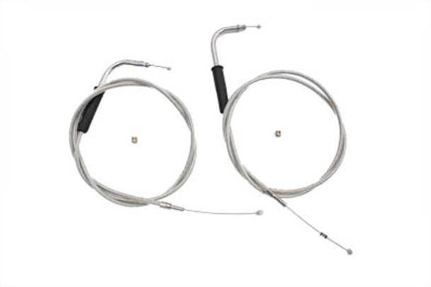 V-Twin - 36-0119 - 42 inch Stainless Steel Throttle and Idle Cable Set