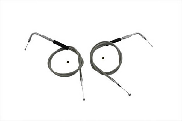 V-Twin - 36-0129 - 42 inch Stainless Steel Throttle and Idle Cable Set