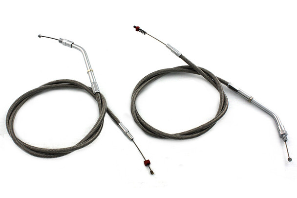 V-Twin - 36-0832 - Stainless Steel Throttle and Idle Cable Set