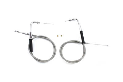 V-Twin - 36-0856 - 34 inch Stainless Steel Throttle and Idle Cable Set