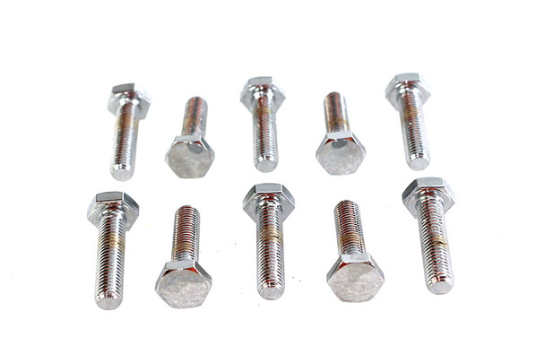 V-Twin - 37-8576 - Hex Cap Bolts Chrome 1/4 inch-28 X 1 inch