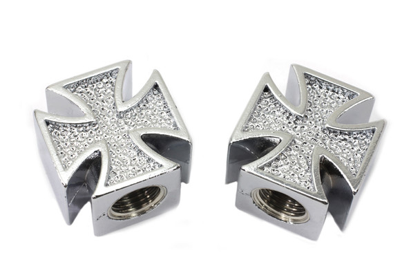 V-Twin - 37-9381 - Chrome Maltese Cross Valve Set Cover Set