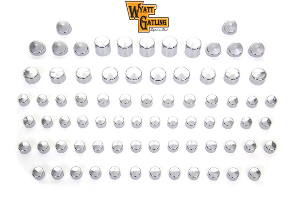 V-Twin - 37-9528 - Wyatt Gatling Chrome Bolt Cap 76 Piece Cover Kit - Fits 2006-2017 Harley-Davidson FXD