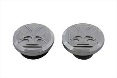 V-Twin - 38-0424 - Maltese Style Vented and Non-Vented Billet Gas Cap Set