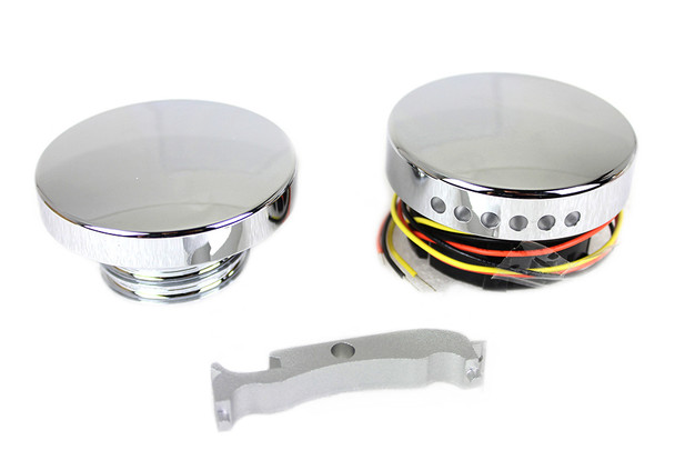 V-Twin - 38-0991 - Chrome LED Smooth Style Fuel Gauge and Filler Cap Set