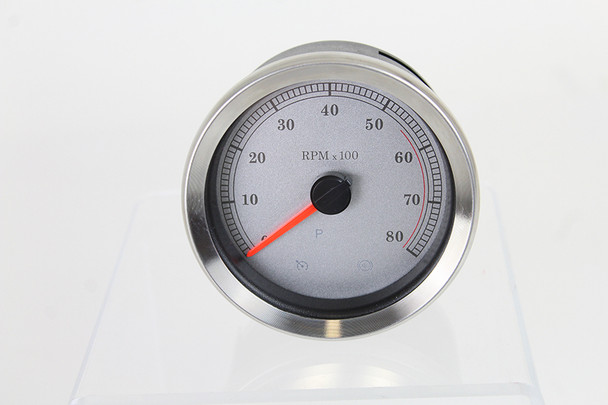 V-Twin - 39-0983 - 4 inch Silver Electronic Tachometer - Fits 2004-2013 Harley-Davidson XL, FLHR, FLHT, 2004-2011 FXD