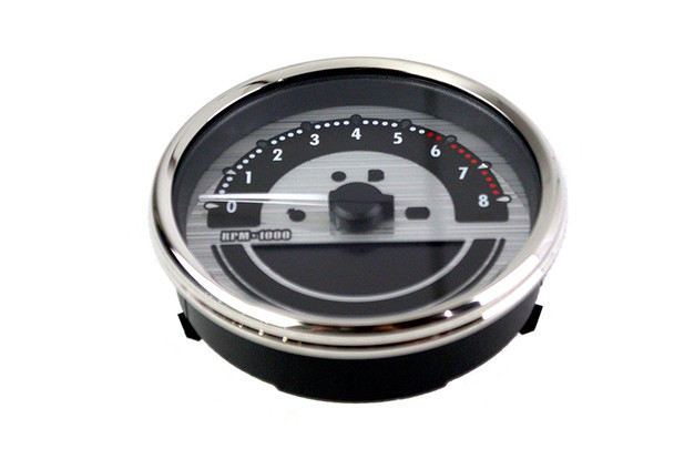V-Twin - 39-1129 - AEE 5 inch Dakota Style Speedometer Silver - Fits 2004-2013 Harley-Davidson FXST, FLHR, FLST, FXDWG