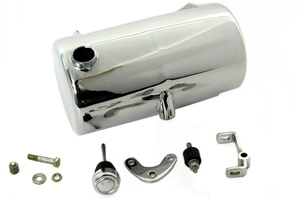 V-Twin - 40-0232 - Chrome Round Oil Tank Side Fill