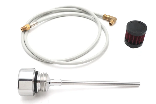 V-Twin - 40-0644 - M8 Oil Tank Vented Dipstick Polished - Fits 2017-2022 Harley-Davidson FLT