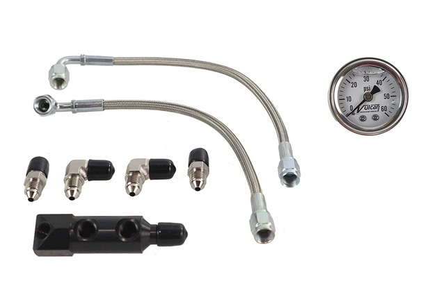 V-Twin - 40-0759 - Panhead Rocker Box Oil Line and Gauge Kit - Fits 1963-1969 Harley-Davidson FL