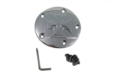 V-Twin - 42-0178 - Red Baron Cross Ignition System Cover 5-Hole Chrome