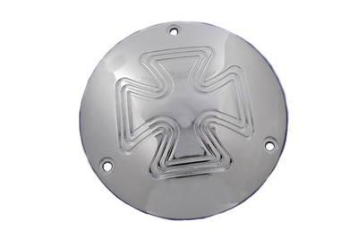 V-Twin - 42-0579 - Iron Cross Type Derby Cover Chrome - Fits 1970-1984 Harley-Davidson FL, 1979-1998 FLT, 1971-1984 FX, 1985-1994 FXR, 1991-1998 FXD, 1984-1994 FXST, 1986-1998 FLST