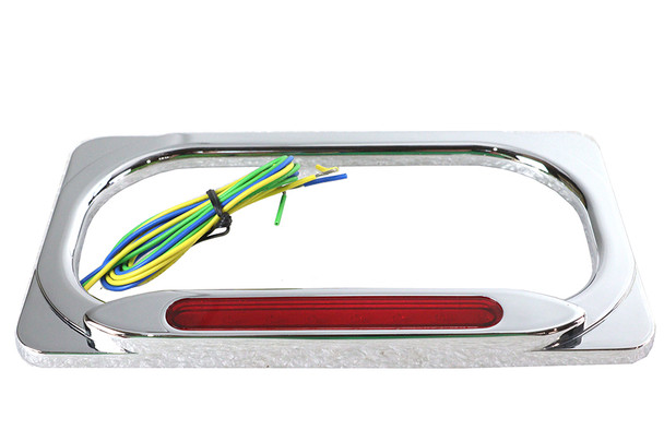 V-Twin - 42-0966 - License Plate Frame Chrome Billet with LED Top Lamp