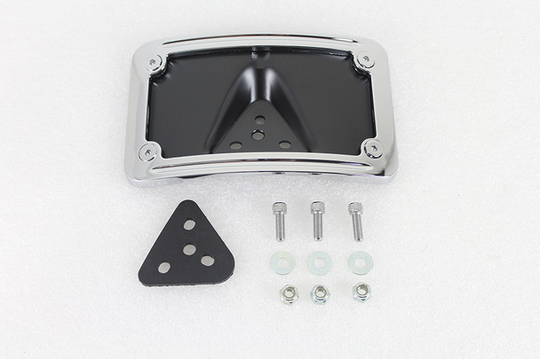 V-Twin - 42-1009 - License Plate Bracket Curved Laydown Style Chrome Billet