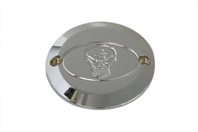 V-Twin - 42-1058 - Skull Ignition System Cover 2-Hole Chrome Horizontal