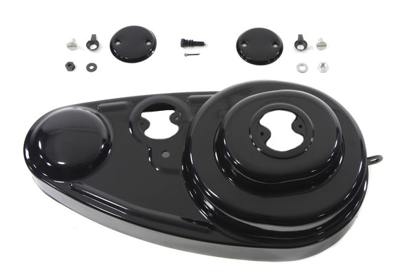 V-Twin - 42-1114 - Black 45 inch Outer Primary Cover Kit - Fits 1941-1952 Harley-Davidson W, 1941-1963 G