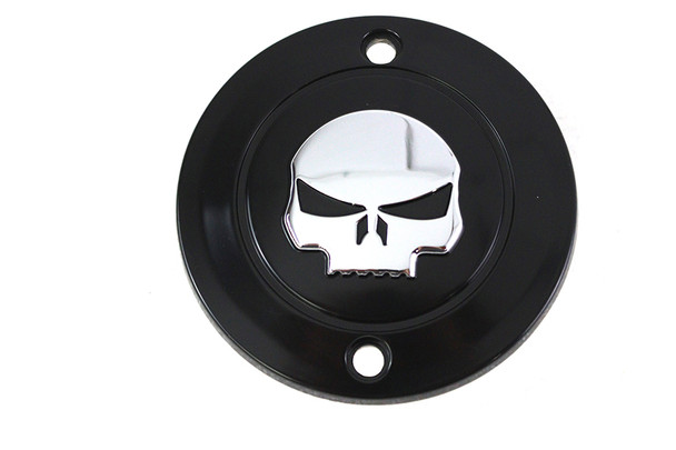 V-Twin - 42-1203 - Skull Ignition System Cover 2-Hole Black - Fits 1971-2003 Harley-Davidson XL