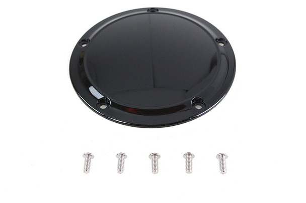V-Twin - 42-1236 - Gloss Black 5 Hole Smooth Derby Cover