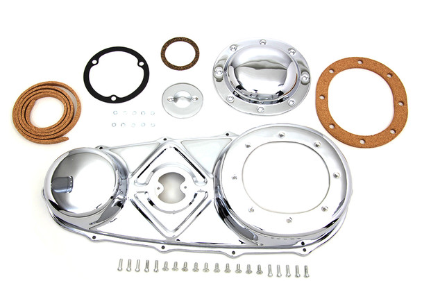 V-Twin - 42-3664 - Outer Primary Cover Kit Chrome - Fits 1955-1964 Harley-Davidson FL, 1936-1952 EL