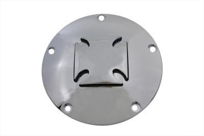 V-Twin - 42-6025 - Iron Cross Raised Derby Cover Chrome Billet - Fits 1999-2018 Harley-Davidson FXST, 1999-2015 FLT, 1999-2017 FXD, 1999-2018 FLST