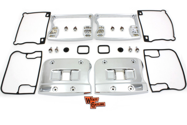V-Twin - 43-0377 - Wyatt Gatling Top Rocker Box Cover and D-Ring Set Chrome