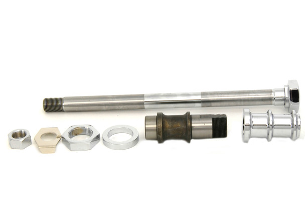V-Twin - 44-0360 - Chrome Rear Axle Kit Hex Type