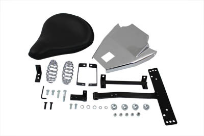 V-Twin - 47-0548 - Black Leather Solo Seat with Mount Kit - Fits 1984-1999 Harley-Davidson FXST, 1986-1999 FLST