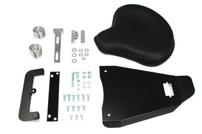 V-Twin - 47-0781 - Black Leather Solo Seat With Mount Kit